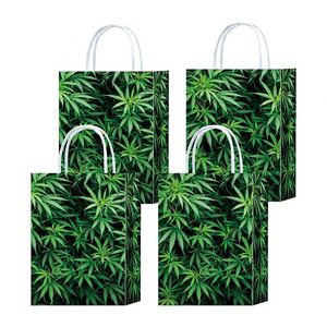 Weeds <b>Leaves</b> Party Paper Gift Bags <b>Leafs</b> Print Goodies Candy Kraft Treat Paper Bags Eco-friendly Eco Material Paper Bags - Product Image 1
