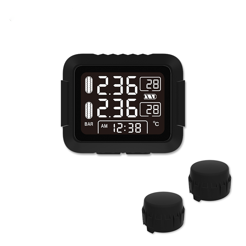 Беспроводная система контроля давления в шинах мотоцикла TPMS 2 Внешний датчик ЖК-дисплей отображение времени мониторинг температуры в шинах сигнализация