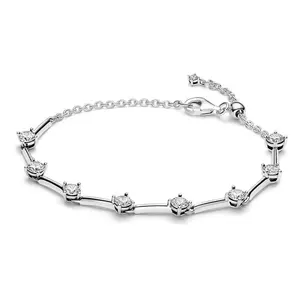 Stylish Sparkling Tennis Bracelet 925 Silver Chain with dense inlaid simple premium bracelet
