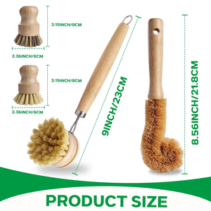 Hot Sales Kitchen Sink Cleaning <b>Brush</b> Natural Bristles Pot <b>Brush</b> Bamboo Handle Dish Scrubber Wooden Dish <b>Scrub</b> <b>Brush</b> - Product Image 4