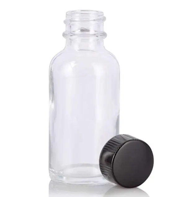 H & z garrafa redonda de vidro, garrafa de vidro 2 oz / 60 ml(15/30/120/240/480ml) com parafuso para óleos essenciais