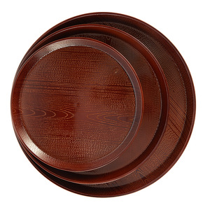 Round Wood Grain Serving <b>Tray</b> Brown Japanese Style Dessert <b>Tea</b> Sushi <b>Tray</b> Hotel Coffee Drink Use - Product Image 2