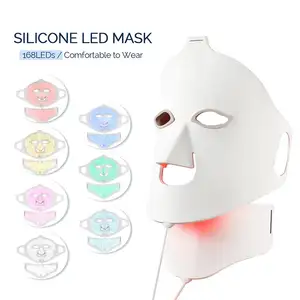 Newest Upgrade Version Silicone 7 Led Color Light Face And Neck Mask Home Use Spa Use Salon Use Skin Lifting Firming Mask