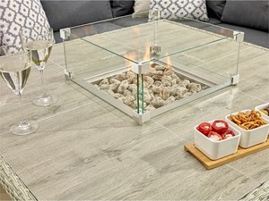 Dark Grey Rattan Set Corner with Square Firepit <b>Table</b> and 2 <b>Benches</b> Modular Sectional Juhui-23102701 Rattan <b>Garden</b> Furniture - Product Image 4