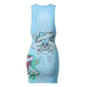 <span class=keywords><strong>Mini</strong></span> Abito Attillato Sexy Personalizzato di Tendenza, Senza Maniche, Stile Canotta, con Stampa, da Donna, in Tessuto a Costine, Vestito <span class=keywords><strong>Mini</strong></span> Bodycon Aderente - Product Image 2