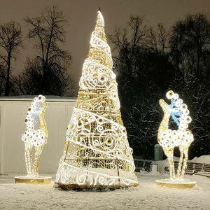 Giant Outdoor Metal Christmas <b>Tree</b> Sculpture <b>LED</b> Night <b>Light</b> Landscape Art Display - Product Image 1