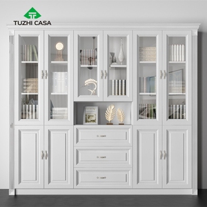 Custom European White Glass Door Book <strong>Shelf</strong> Wooden <strong>French</strong> Bookshelf Bookcases - Product Image 6