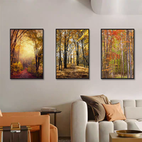 Art mural Forêt de pin de Montagne Brumeuse, triptyque 3 panneaux, impression sur toile de paysage, décoration nordique pour salon, peinture décorative pour la maison