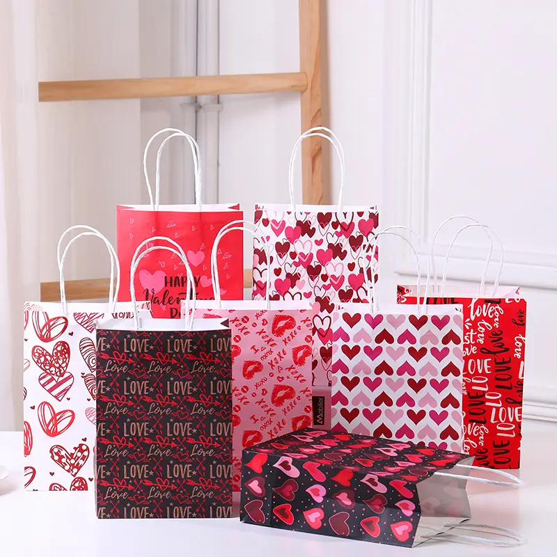 Tas tangan Dekorasi Hari Valentine, tas kertas hadiah pendamping pernikahan, tas kemasan pesta ulang tahun