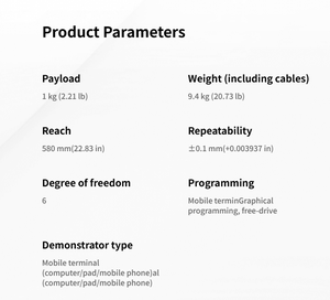 Charge Utile 1kg Portée 580mm Léger Haute Précision (+/-0.1mm) 24VDC Services Robot <span class=keywords><strong>Jaka</strong></span> Mini Cobo 6 Axes Robot Collaboratif pour - Product Image 4