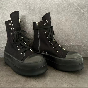 Zapatillas de lona transpirables de color oscuro para hombre, de caña alta, con suela gruesa, informales, estilo estudiantil, para primavera y verano. - Product Image 2