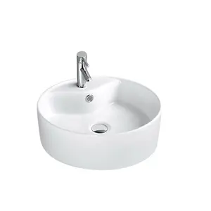 Modern çin düşük fiyat beyaz yuvarlak şekilli banyo küçük tezgah seramik yuvarlak sanat el lavabo