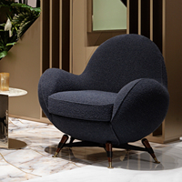 Canapé minimaliste en tissu bouclé rembourré, design incurvé, pour villa, hôtel, appartement, projet de designer, mobilier de salon