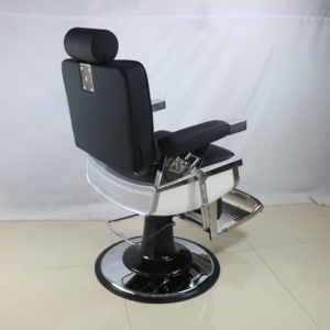 Sillón de Barbería de Lujo, Moderno, de Cuero PU de Alta Calidad, con Estructura de Acero Resistente, Color Negro - Product Image 3