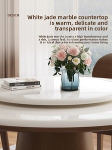 <span class=keywords><strong>Table</strong></span> à manger ronde en marbre naturel nordique avec fonction de cuisson par induction, pivotante, moderne, minimaliste, mobilier de maison de luxe léger - Product Image 3