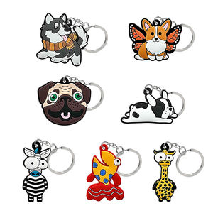 Animal perro cerdo 2D suave Pvc diseño llaveros Anime goma llaveros llavero accesorios al por mayor llavero personalizado - Product Image 1