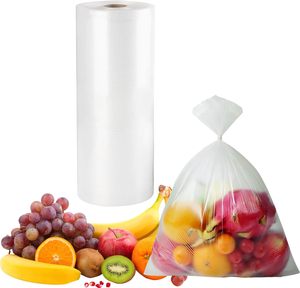 Bolsas de Plástico Transparente para Productos en Rollo, Bolsas de Almacenamiento de Alimentos en Rollo Continuo Fáciles de Rasgar para Frutas, Verduras, Pan y Carne - Product Image 1