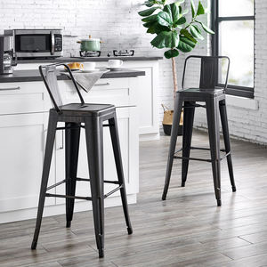 <strong>Haosi</strong> Restaurant Furniture High Back bar Chair Industrial Bar Stools Stainless Steel Metal High Chair for bar Table - Product Image 5