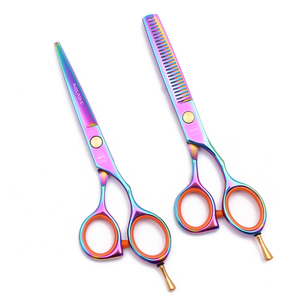 Forbici da Parrucchiere Arcobaleno in Acciaio Inossidabile Giapponese, Forbici Professionali per Taglio Capelli 5.5\", Forbici Sfoltitrici AQIABI per Barbiere A1014 - Product Image 4