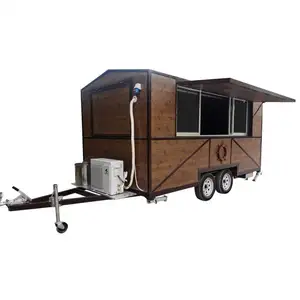 新设计木制外观移动食品卡车拖车高品质拖车餐饮车辆