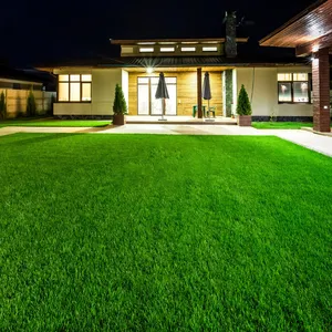 中东市场优质聚丙烯聚乙烯人造草和长寿命绿色合成草坪，用于花园家庭屋顶
