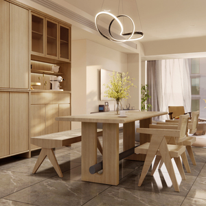 Nordic moderno minimalista domestico scrivania in legno di cera bianca sala da pranzo <span class=keywords><strong>tavolo</strong></span> da pranzo <span class=keywords><strong>rettangolare</strong></span> e sedia - Product Image 2