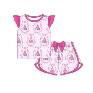 Conjuntos de Shorts de Verano para Niñas, Casuales, con Lazo, Transpirables, de Algodón y Spandex, Ropa para Hermanas al por Mayor - Product Image 5