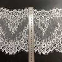 Renda Bulu Mata Bilateral 25CM Bordir Putih untuk Pakaian LT2167B