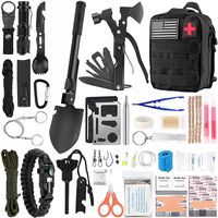 Kit de survie en plein air avec fournitures de premiers secours, ustensiles de camping, allume-feu, corde, couverture d'urgence et sac à outils