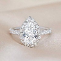 Bijoux de luxe OAHLAN pour femmes, ensemble de bagues de mariage en argent sterling 925 avec moissanite taille poire de 1,5 carat pour femmes