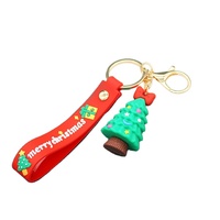 Rubberen schattige 3D PVC cartoon sleutelhanger kerstboom kerstman sneeuwpop nieuwjaarsdecoratie sleutelring accessoires