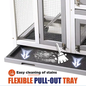 Gabbia per Porcellini d'India da Interno ed Esterno, Casetta per Animali Domestici a 2 Piani in Legno Massello, Conigliera con 2 Grandi Stanze Principali per Piccoli Animali - Product Image 5