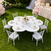 Ensemble de table et chaises pliantes légères en bois en forme de fleur pour fêtes d'enfants, événements d'anniversaire, fêtes en plein air et location