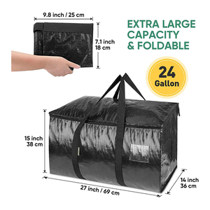 Sacs de rangement robustes en PE extra-larges pour vêtements, avec fermetures éclair et poignées de transport pour un gain de place - Product Image 2