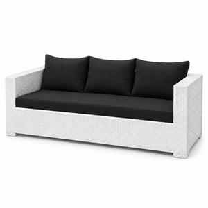 White Rattan Outdoor Lounge Set with Hanging <b>Chair</b> and Black Cushions for <b>Garden</b> Patio Use Durable Furniture - Product Image 3