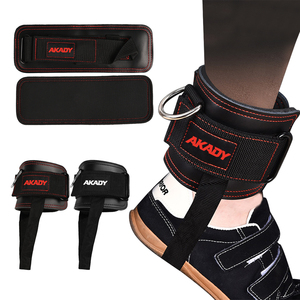 Nouvelle sangle de cheville réglable en cuir de vachette avec boucle en D pour l'entraînement, le fitness, la musculation et les exercices de gym - Product Image 1