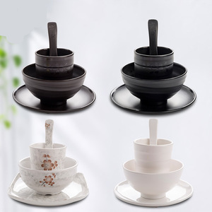 Melamine Imitation Porcelain Tableware <b>Set</b> Four Piece Round Solid Color For Tea Coffee Hotel <b>Restaurant</b> Use - Product Image 4