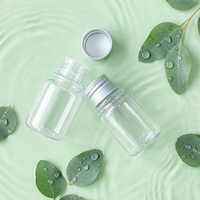 Bouteilles distributrices transparentes personnalisées en PET de 35 ml à large ouverture pour cosmétiques, avec bouchons en aluminium, vides, pour échantillons liquides