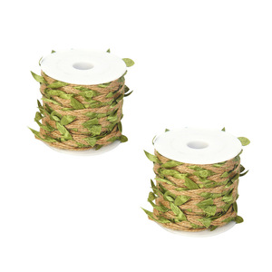 Jute Twine <strong>Ribbon</strong> with Artificial Green Leaves Rustic Leaf Vine Garland Braided Burlap Twine for Crafts Jungle Safari Party - Product Image 6