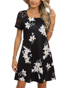 Váy nữ mùa hè dáng rộng, tay ngắn, dài qua gối, kiểu dáng mới lạ, thoải mái, mã SY82 - Product Image 1