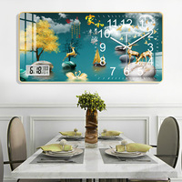 Horloge murale moderne en quartz silencieuse avec affichage de la température, décoration Art Déco pour salon, horloge murale à quartz à fixer au mur