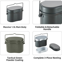 Boîte à lunch chauffable au feu ouvert pour l'extérieur, kit de cuisine léger en aluminium pour la survie en bushcraft