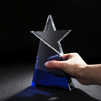 Trophée étoile en cristal gravé à la main, tendance mode, récompenses vierges avec boîte cadeau pour récompense de fin d'année de l'entreprise, souvenir