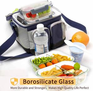 Contenants en verre pour aliments en gros, récipients en verre pour la préparation des repas avec couvercles anti-fuite, compatibles micro-ondes et congélateur (34oz et 12oz) - Product Image 4