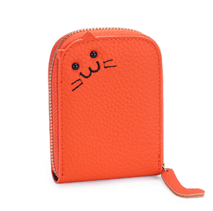 Ladies Creative Organ Multi-card Slots Card Holder Genuine Leather <b>Cute</b> Cat Coin <b>Purse</b> Classic Zipper Wallet for Women - Product Image 6