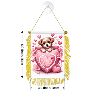 Mini-drapeaux de voiture 10x15cm pour la Saint-Valentin, à suspendre à la fenêtre avec ventouse - Product Image 5