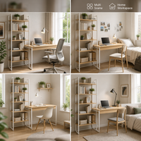 Bureau à domicile avec étagère, table d'écriture et rangement