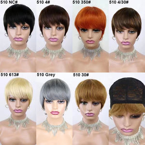Pelucas Cortas Pixie Letsfly, Pelucas Cortas Onduladas 510 Completas Hechas a Máquina, Pelucas Baratas al por Mayor a 14$, Pelucas Baratas 610 de Cabello Humano Natural 196 - Product Image 4