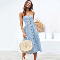 Nouvelle Robe Crayon Sexy Longueur Genou Boutonnée Dos Nu Décontractée pour Femme – Idéale Plage et Été – Grande Vente