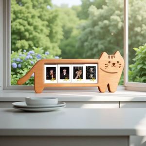 New cat-themed wooden photo <b>frame</b> to record photos of all four seasons. Suitable as a souvenir, collectible decoration, or - Product Image 2